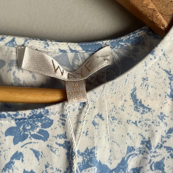 NEW Wayf ALTONIA BOTANICAL PRINT SWING DRESS IN BLUE TOILE - Picture 7 of 12